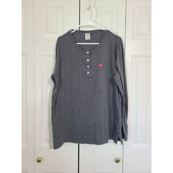 Victoria secret PINK large women's gray long sleeve logo t-shirt - Picture 1 of 8
